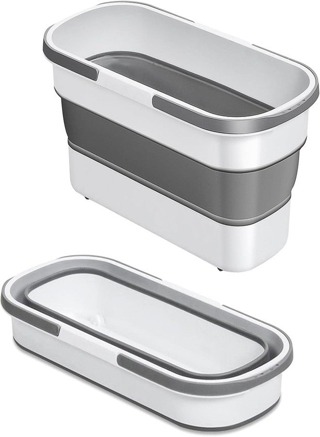 Runmay Collapsible Plastic Bucket with Wheels for House Cleaning, Camping, and Purpose Rectangular Handy Basket Cleaning Mop Lightweight and Portable - Image 1